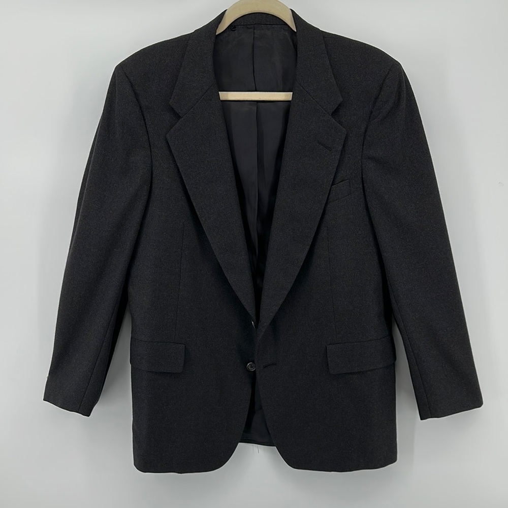 Hickey Freeman VTG Academia Business Black Sport Coat w/Notched‎ Lapels Sz42R